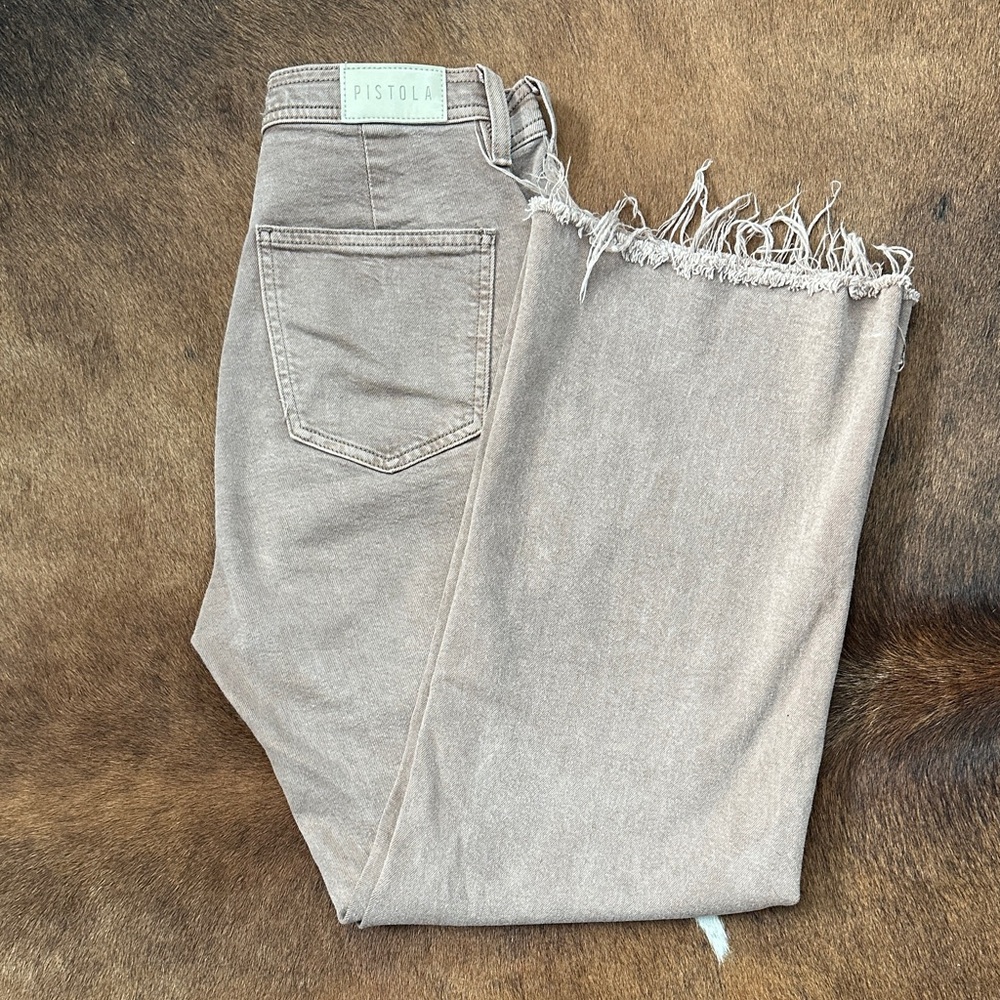 Pistola Distressed Hem Jeans in Cashew